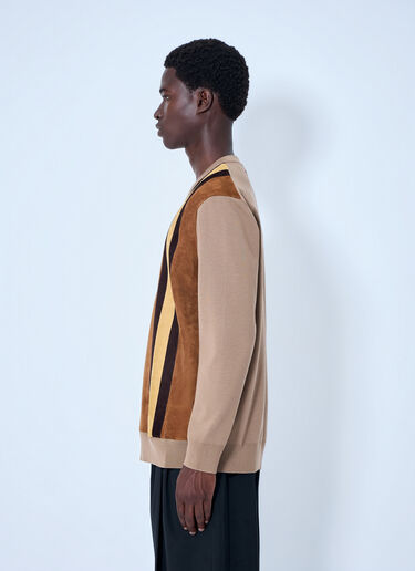 LN-CC® - Miu Miu: V-neck Sweater with Contrast Stripes - Camel Miu Miu V-neck Sweater with Contrast Stripes Camel miu0165008