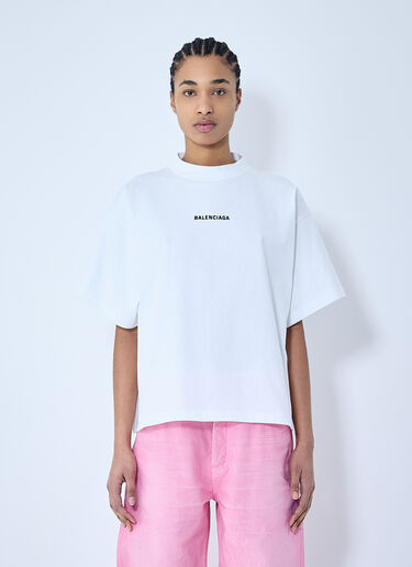 Balenciaga Logo Motif Cropped T-Shirt White bal0259065