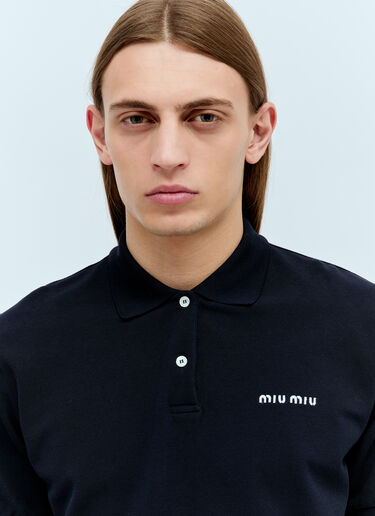 LN-CC® - Miu Miu: Logo Embroidery Polo Shirt - Blue Miu Miu Logo Embroidery Polo Shirt Blue miu0356002