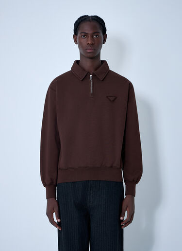 LN-CC® - Prada: Logo Motif Sweatshirt - Brown Prada Logo Motif Sweatshirt Brown pra0162002