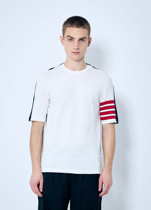LN-CC® - Thom Browne: Contrast Four-Bars T-Shirt - White Thom Browne Contrast Four-Bars T-Shirt White thb0160003