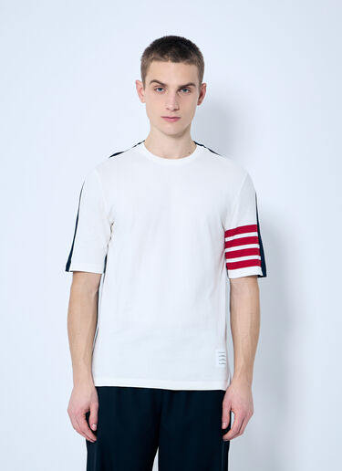 LN-CC® - Thom Browne: Contrast Four-Bars T-Shirt - White Thom Browne Contrast Four-Bars T-Shirt White thb0160003