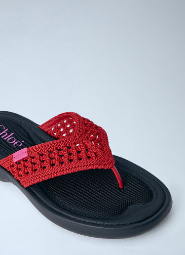 Chloé Woven Strap Poolette Sandals Red chl0264030