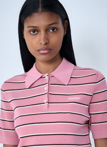 Miu Miu 条纹Polo衫 粉色 miu0263055