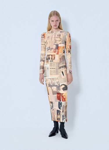 LN-CC® - Jean Paul Gaultier: Journal Printed Long Dress - Beige Jean Paul Gaultier Journal Printed Long Dress Beige jpg0264003