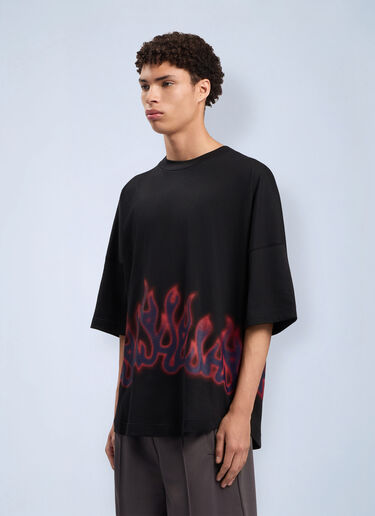 LN-CC® - Palm Angels: Flames Over 티셔츠 - 블랙 Palm Angels Flames Over 티셔츠 블랙 pma0162088