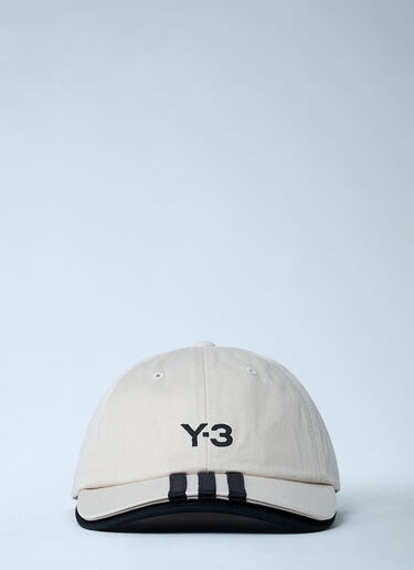 LN-CC® - Y-3: Logo Motif Baseball Cap - White Y-3 Logo Motif Baseball Cap White yyy0162006