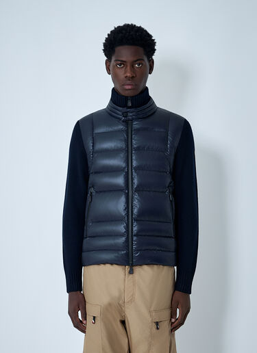 LN-CC® - Moncler Grenoble: Satin Quilted Cardigan - Blue Moncler Grenoble Satin Quilted Cardigan Blue mog0162009