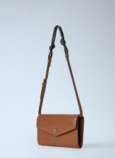 Miu Miu Cord Shoulder Strap Leather Wallet Brown miu0264210