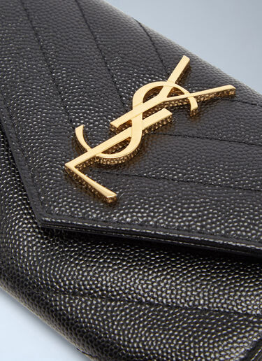LN-CC® - Saint Laurent: Logo Plaque Envelope Wallet - Black Saint Laurent Logo Plaque Envelope Wallet Black sla0233066