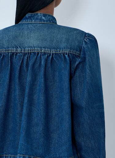 LN-CC® - Chloé: Gathered Denim Jacket - Blue Chloé Gathered Denim Jacket Blue chl0263036