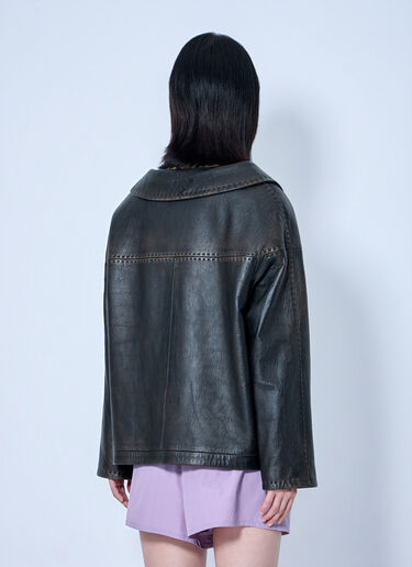 LN-CC® - Prada: Leather Button-Up Jacket - Black Prada Leather Button-Up Jacket Black pra0265004