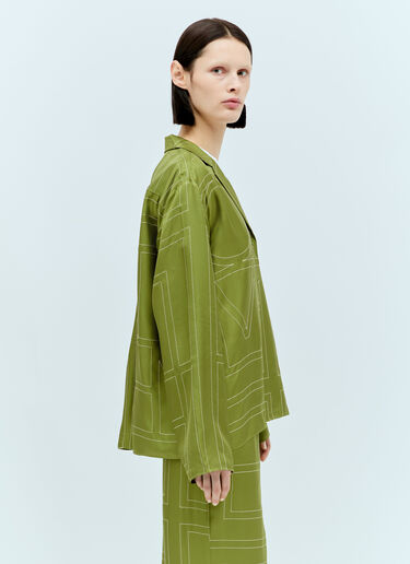 LN-CC® - TOTEME: Monogram Silk Pyjama Shirt - Green TOTEME Monogram Silk Pyjama Shirt Green tot0257012