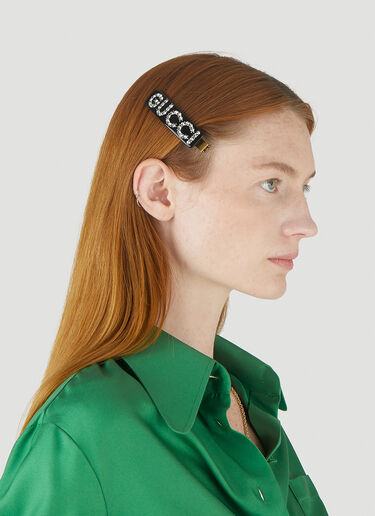 LN-CC® - Gucci: Crystal-Logo Single Hair Clip - Black Gucci Crystal-Logo Single Hair Clip Black guc0245201