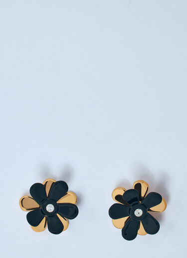 LN-CC® - Marni: Enameled Metal Flower Pop Earrings - Black Marni Enameled Metal Flower Pop Earrings Black mni0259029