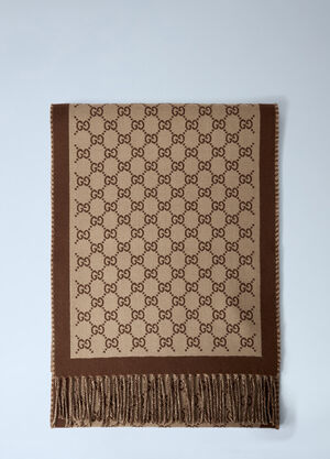 LN-CC® - Gucci: Logo Motf Wool Scarf - Camel Gucci Logo Motf Wool Scarf Camel guc0261135