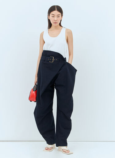 LN-CC® - JW Anderson: Fold-Over Pants - Navy JW Anderson Fold-Over Pants Navy jwa0257005