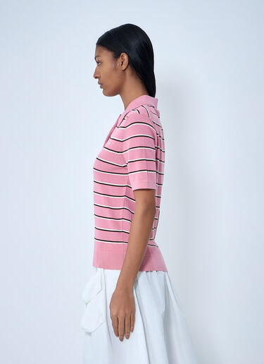 Miu Miu 条纹Polo衫 粉色 miu0263055