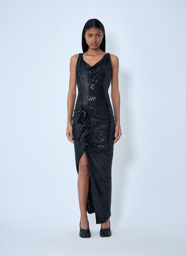 LN-CC® - Vivienne Westwood: Sequined Cowl Neck Gown - Black Vivienne Westwood Sequined Cowl Neck Gown Black vvw0263010