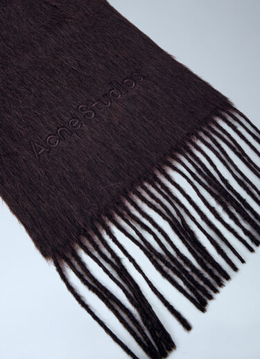 LN-CC® - Acne Studios: Logo Wool Scarf - Dark Brown Acne Studios Logo Wool Scarf Dark Brown acn0164014