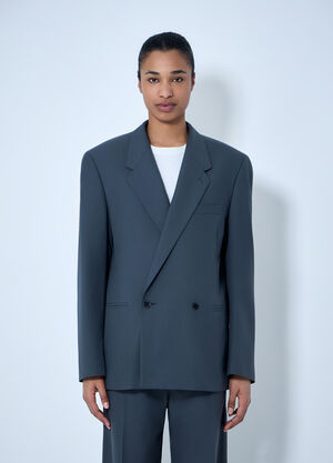 Lemaire Double-Breasted Wool Suit Blazer Dark Grey lem0264002
