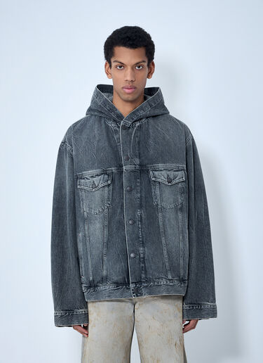 LN-CC® - Acne Studios: Hooded Denim Jacket - Black Acne Studios Hooded Denim Jacket Black acn0163027