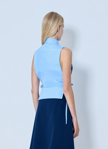 LN-CC® - Miu Miu: Poplin Sleeveless Shirt - Blue Miu Miu Poplin Sleeveless Shirt Blue miu0264101