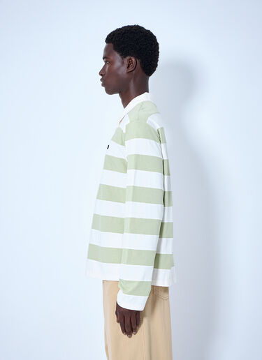 LN-CC® - Miu Miu: Striped Jersey Polo Shirt - Yellow Miu Miu Striped Jersey Polo Shirt Yellow miu0165004