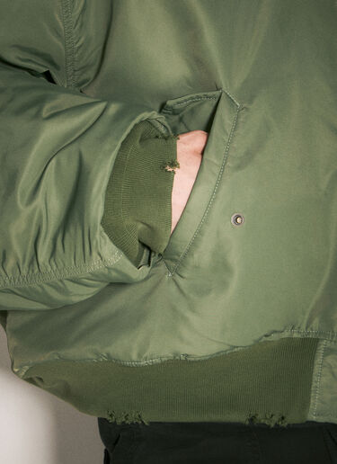 LN-CC® - Balenciaga: Dyed Hooded Bomber Jacket - Green Balenciaga Dyed Hooded Bomber Jacket Green bal0157012