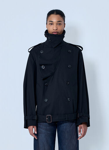 LN-CC® - Maison Margiela: Double-Breasted High-Collar Jacket - Black Maison Margiela Double-Breasted High-Collar Jacket Black mla0264051