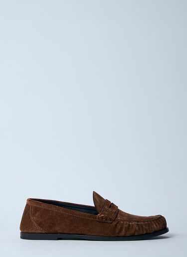 LN-CC® - Saint Laurent: Laurent Suede Loafers - Brown Saint Laurent Laurent Suede Loafers Brown sla0159014