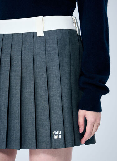 LN-CC® - Miu Miu: Pleated Mini Skirt - Grey Miu Miu Pleated Mini Skirt Grey miu0259008