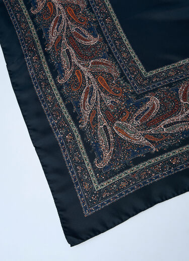 LN-CC® - Saint Laurent: Paisley Silk Square Scarf - Blue Saint Laurent Paisley Silk Square Scarf Blue sla0259046