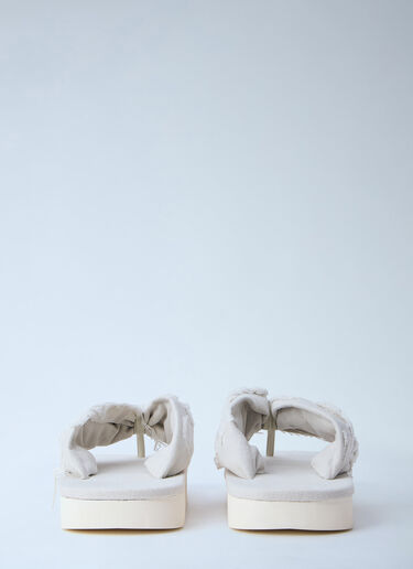 LN-CC® - Rick Owens DRKSHDW: Frayed Edge Thong Sandals - White Rick Owens DRKSHDW Frayed Edge Thong Sandals White drk0164036