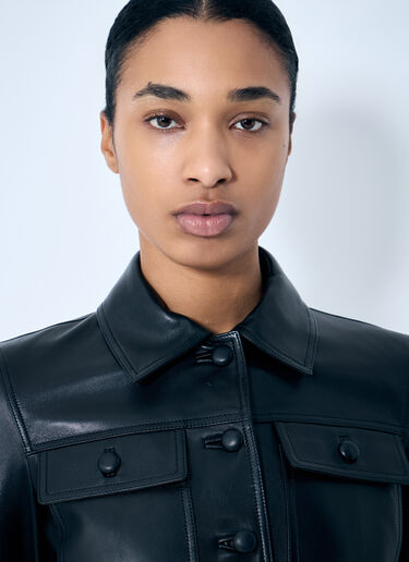 LN-CC® - Saint Laurent: Cropped Leather Jacket - Black Saint Laurent Cropped Leather Jacket Black sla0259002