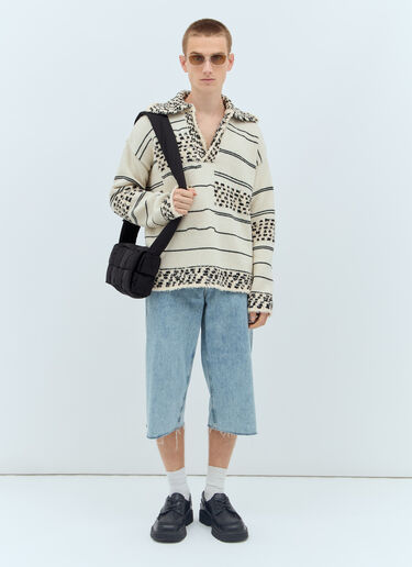 LN-CC® - Bottega Veneta: Contrast Pattern Knit Sweater - Cream Bottega Veneta Contrast Pattern Knit Sweater Cream bov0157008