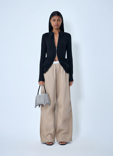 LN-CC® - Alexander Wang: Zip-Front Collared Top - Black Alexander Wang Zip-Front Collared Top Black awg0263005
