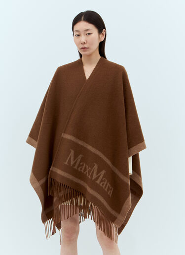 LN-CC® - Max Mara: Wool Cloak With Fringes - Brown Max Mara Wool Cloak With Fringes Brown max0257035