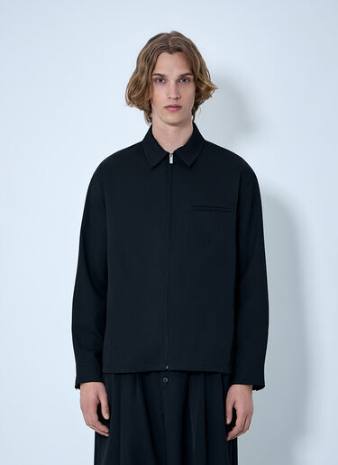 LN-CC® - Jacquemus: Zip-Front Cotton Shirt - Black Jacquemus Zip-Front Cotton Shirt Black jac0164016
