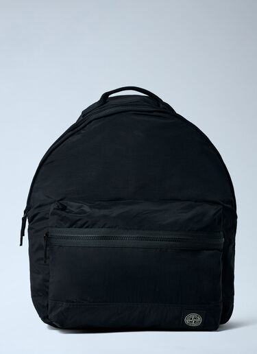 LN-CC® - Stone Island: 带有Logo图案的背包 - 黑色 Stone Island 带有Logo图案的背包 黑色 sto0164023