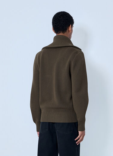 LN-CC® - Bottega Veneta: Zip-Front High Collar Cardigan - Dark Green Bottega Veneta Zip-Front High Collar Cardigan Dark Green bov0164014