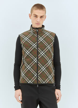 LN-CC® - Burberry: Check Padded Gilet - Green Burberry Check Padded Gilet Green bur0157014