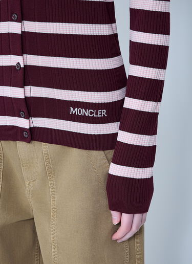 LN-CC® - Moncler: Ribbed Knit Striped Cardigan - Pink Moncler Ribbed Knit Striped Cardigan Pink mon0264032