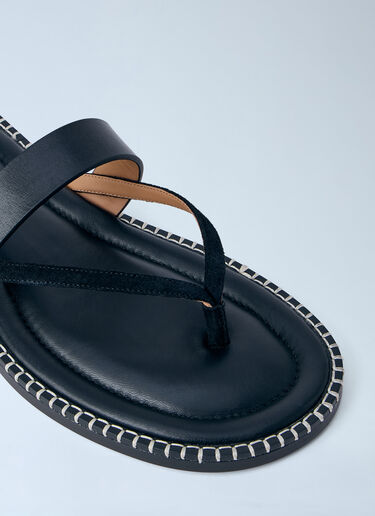 LN-CC® - Dries Van Noten: Leather Thong Sandals - Black Dries Van Noten Leather Thong Sandals Black dvn0163032