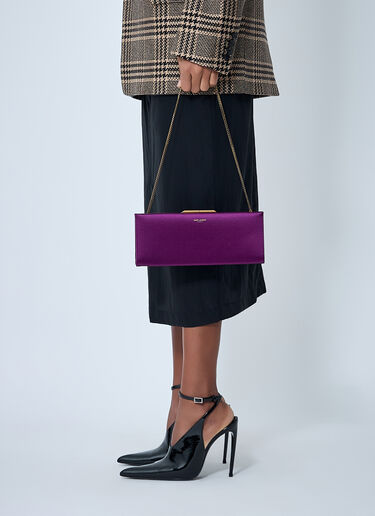 Saint Laurent Letter Clutch Bag With Lizard Chain Purple sla0262047