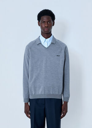 Miu Miu V-Neck Knit Sweater Grey miu0164036
