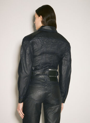 LN-CC® - Mugler: Waxed Denim Jacket - Black Mugler Waxed Denim Jacket Black mug0258018