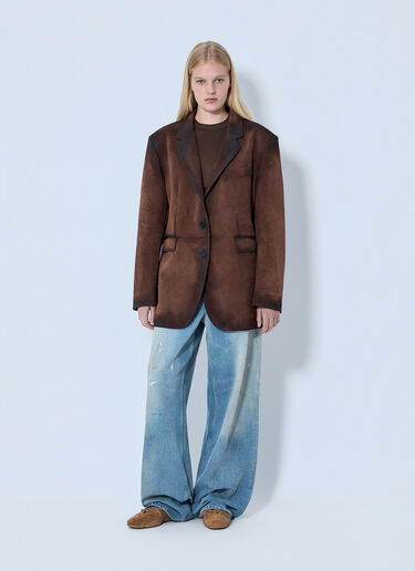 LN-CC® - Acne Studios: Distressed Suede Blazer - Brown Acne Studios Distressed Suede Blazer Brown acn0264029