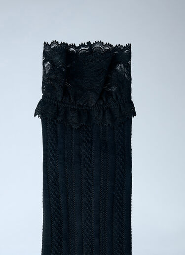 Yohji Yamamoto Lace Trimmed Split Toe Socks Black yoy0264011
