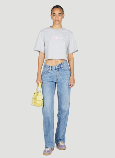 LN-CC® - Rabanne: Logo Print Cropped T-Shirt - Grey Rabanne Logo Print Cropped T-Shirt Grey pac0253015
